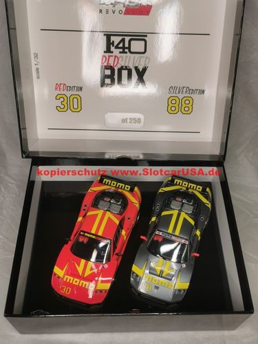 RevoSlot RS0167 1/32 Slotcar Twin-Pack Ferrari F40 Team Set Special Edition Box